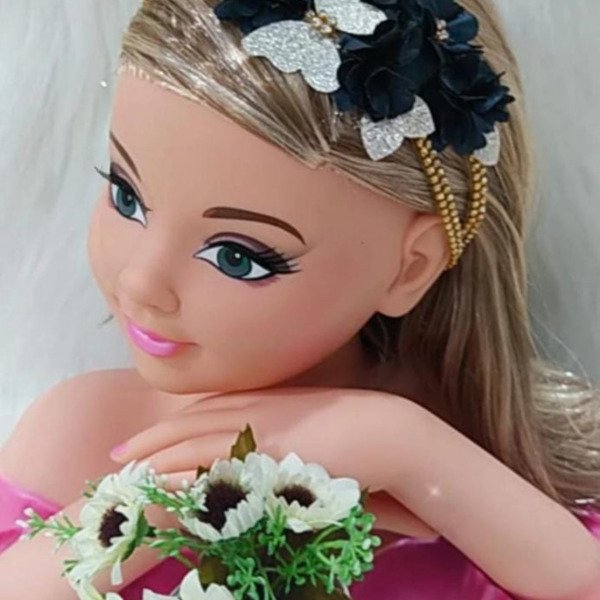 Faixa Belli Jardim Azul Petroleo com Dourado