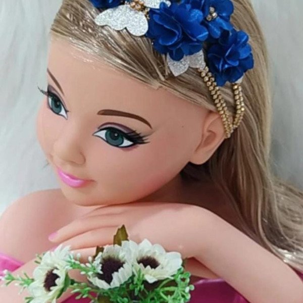 Faixa Belli Jardim Azul Royal com Dourado