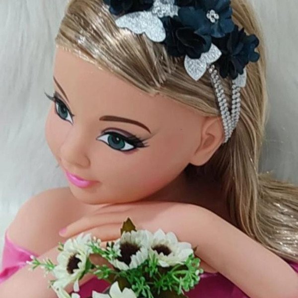 Faixa Belli Jardim Azul Petroleo com Prata