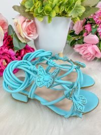 Sandalia Flor Di Mila Borboletas Azul de Amarrar