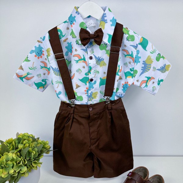 Conjunto Temáticos Meninos Dinossauro Marrom