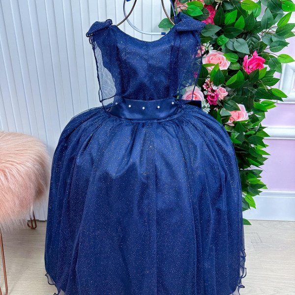 Vestido Marie Longo Mel Azul Petróleo