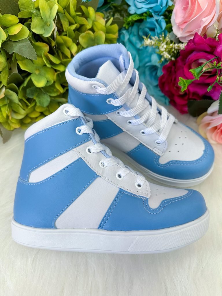 Tenis Bota D Milan Branco e Azul Bebe