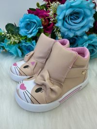 Tênis Bota Encanto de Criança Gatinha/Gata Rose-Nude Fashion
