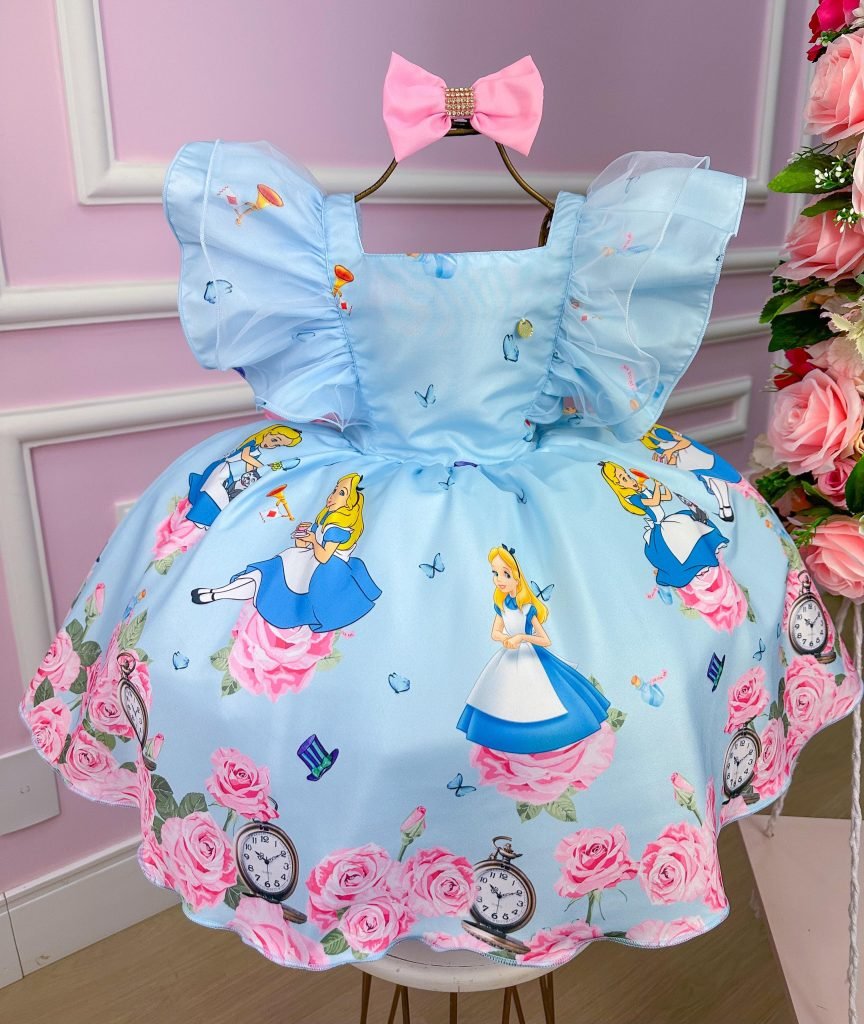 Vestido Tematicos Kids Alice no País das Maravilhas