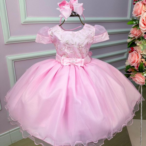 Vestido Marie Rosa Bebe Laço Bella