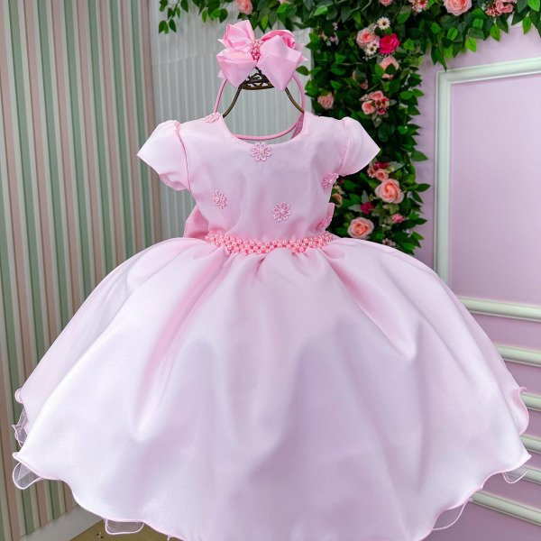 Vestido Belle Fille Jussara Rosa Bebe
