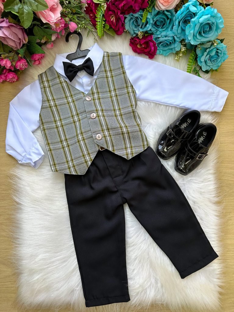 Conjunto Miss Cherry Luan Colete Xadrez Preto