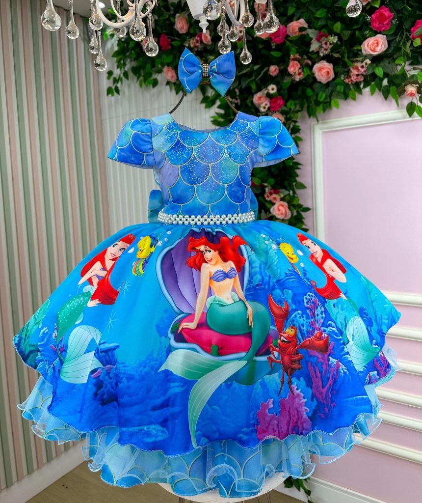 Vestido Tematico Mimadine A Pequena Sereia – Ariel – Sereia