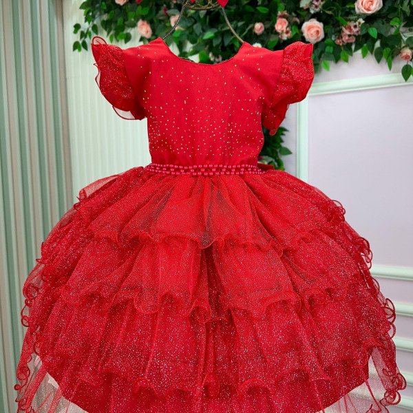 Vestido Ysa Kids Belinda Vermelho