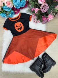 Fantasia Halloween Menina Bruxinha Abóbora Laranja