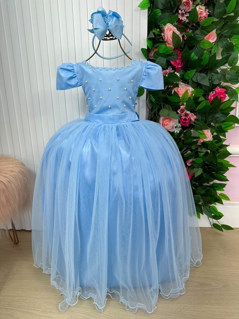 Vestido Enjoy Longo Gabriela Azul Bebe
