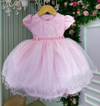 Vestido Menina Bonita Carolina Rosa Bebe