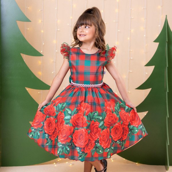 Vestido Marie Eduarda Floral Vermelho – Natal