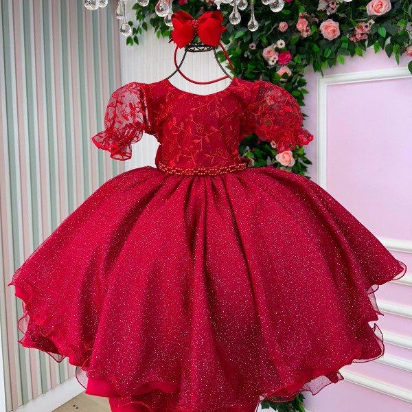 Vestido Bella Child Laize Vermelho Modelo 2