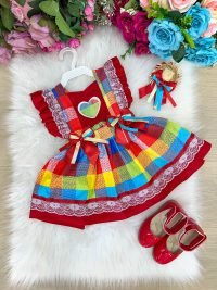 Romper/Vestido Princesa Belli Junino Vermelho