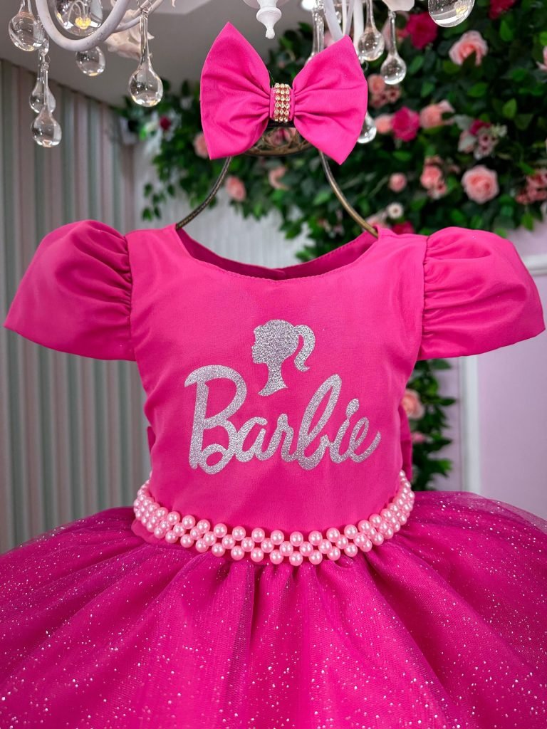 Vestido Tematico Mimadine Barbie Pink Glitter