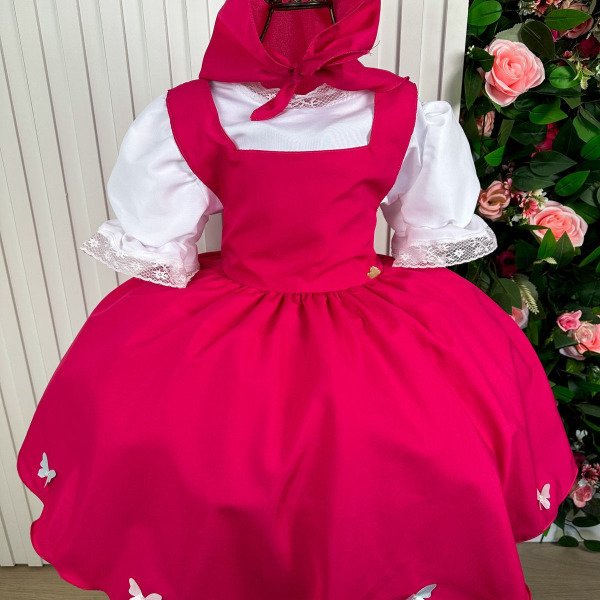 Vestido Temáticos Kids Masha e o Urso Pink