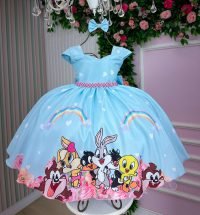 Vestido Ysa Kids Looney Tunes Baby Azul Bebe