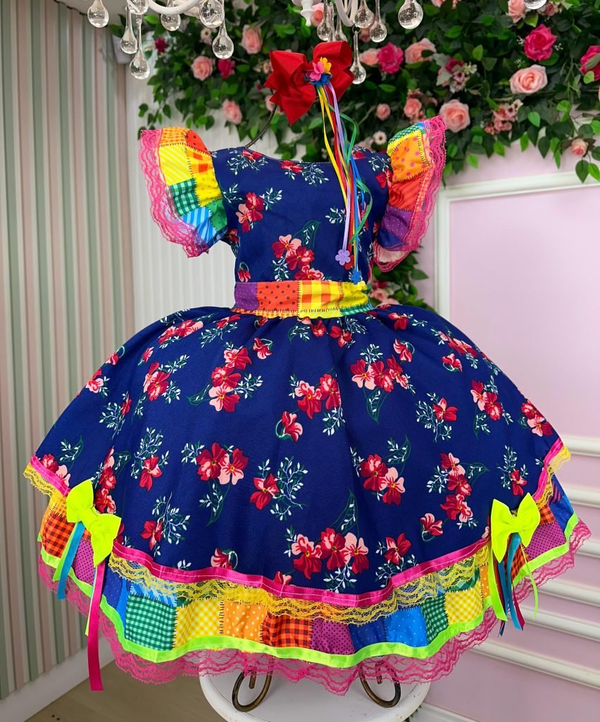 Vestido Junino Banana Club Luxo Forro Kids