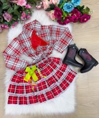 Conjunto Junino Xadrez Chiquinha Vermelho