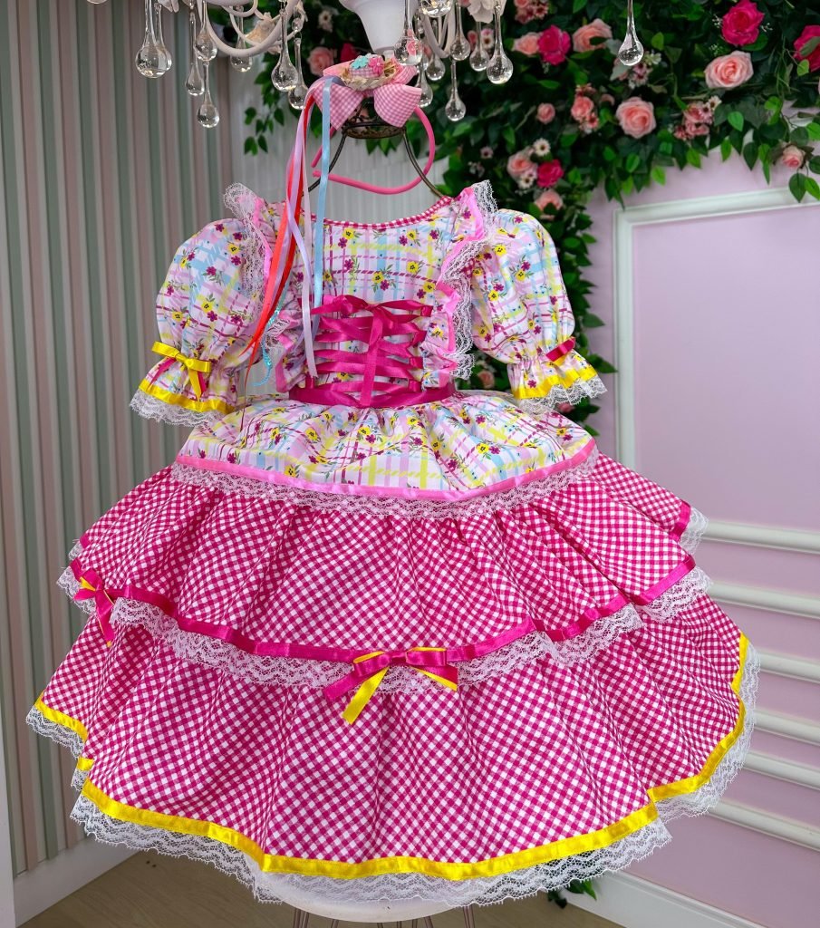 Vestido Bella Child Junino Forró Junino Rosa