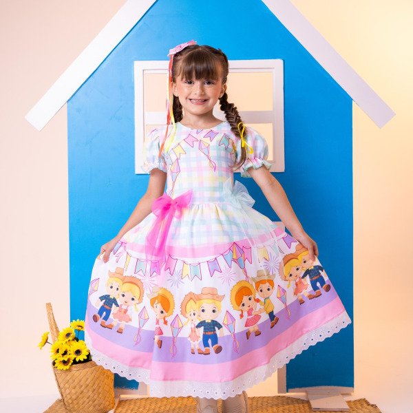 Vestido Marie Junino Luxo Quermesse das Cores