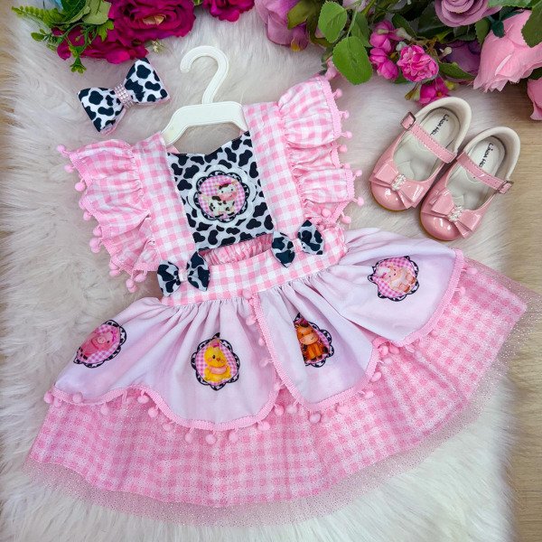 Romper/Vestido Princesa Belli Tematico Fazendinha