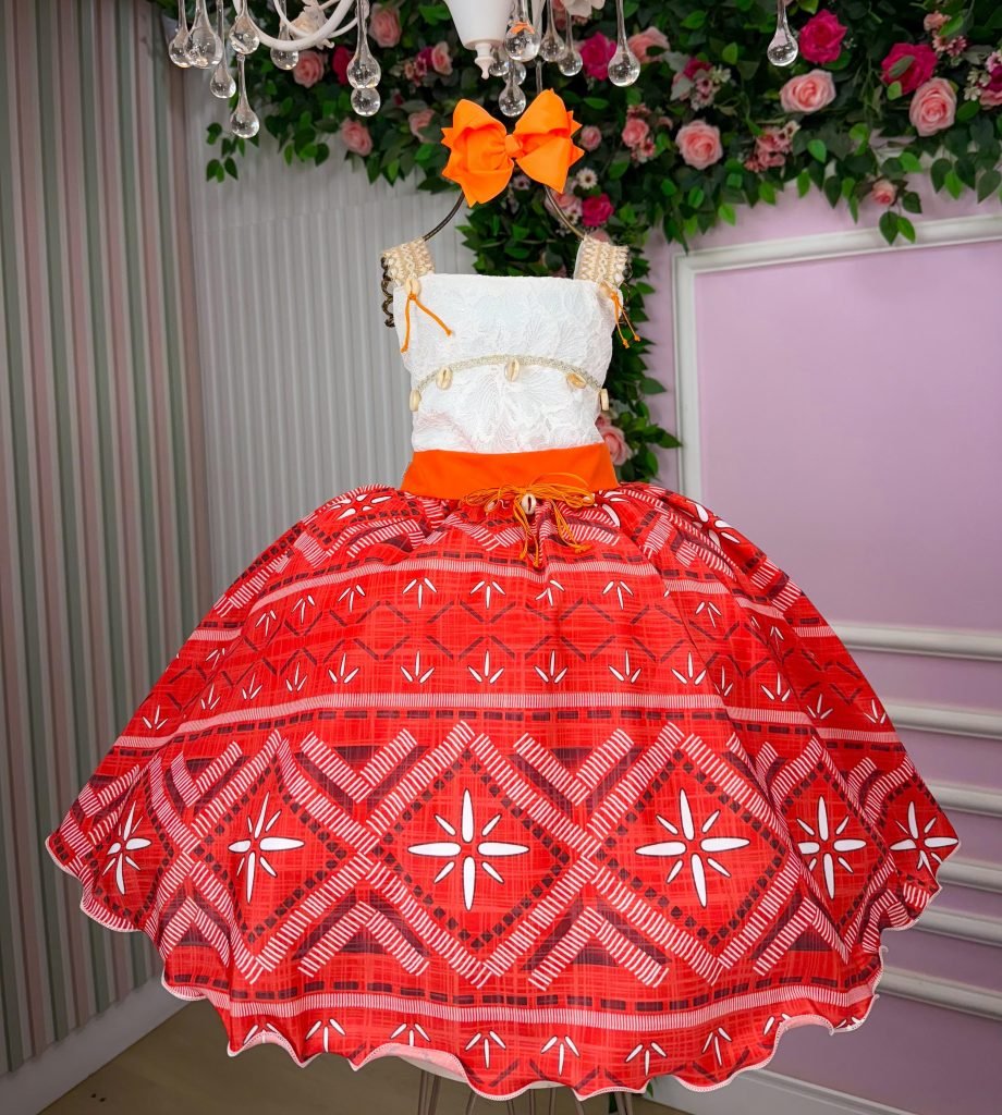 Vestido Temáticos Infantil Luxo Moana Modelo 3