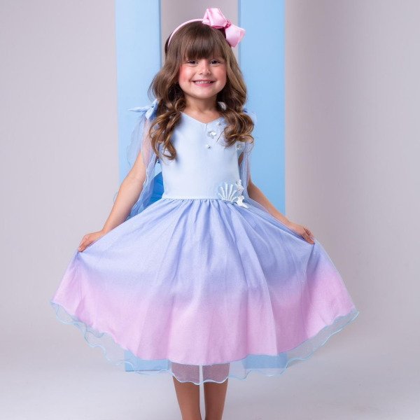 Vestido Princesa Belli Tematico Sereia – Ariel – Fundo do Mar