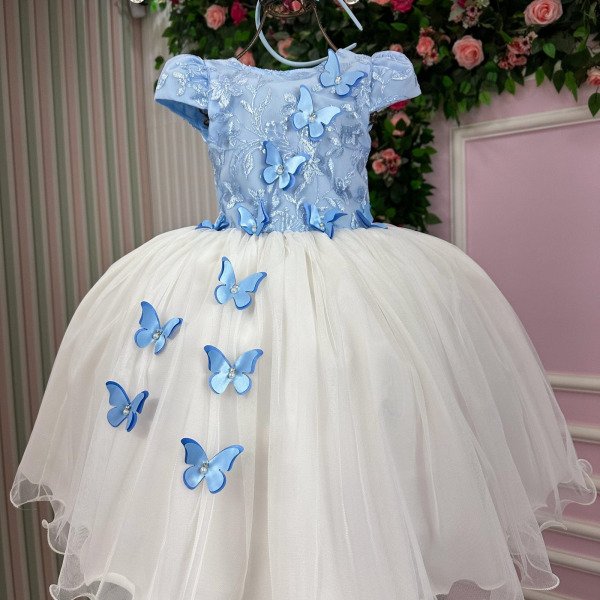 Vestido Juvenil – Midi Vila Lele Sabrina Azul Bebe e O