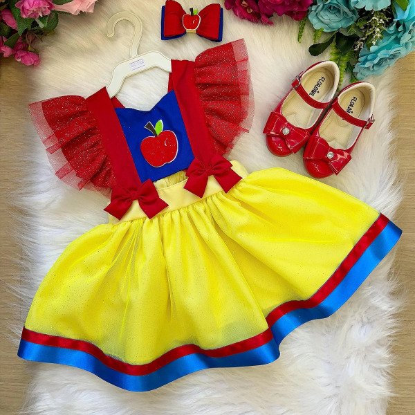 Romper/Vestido Princesa Belli Branca de Neve