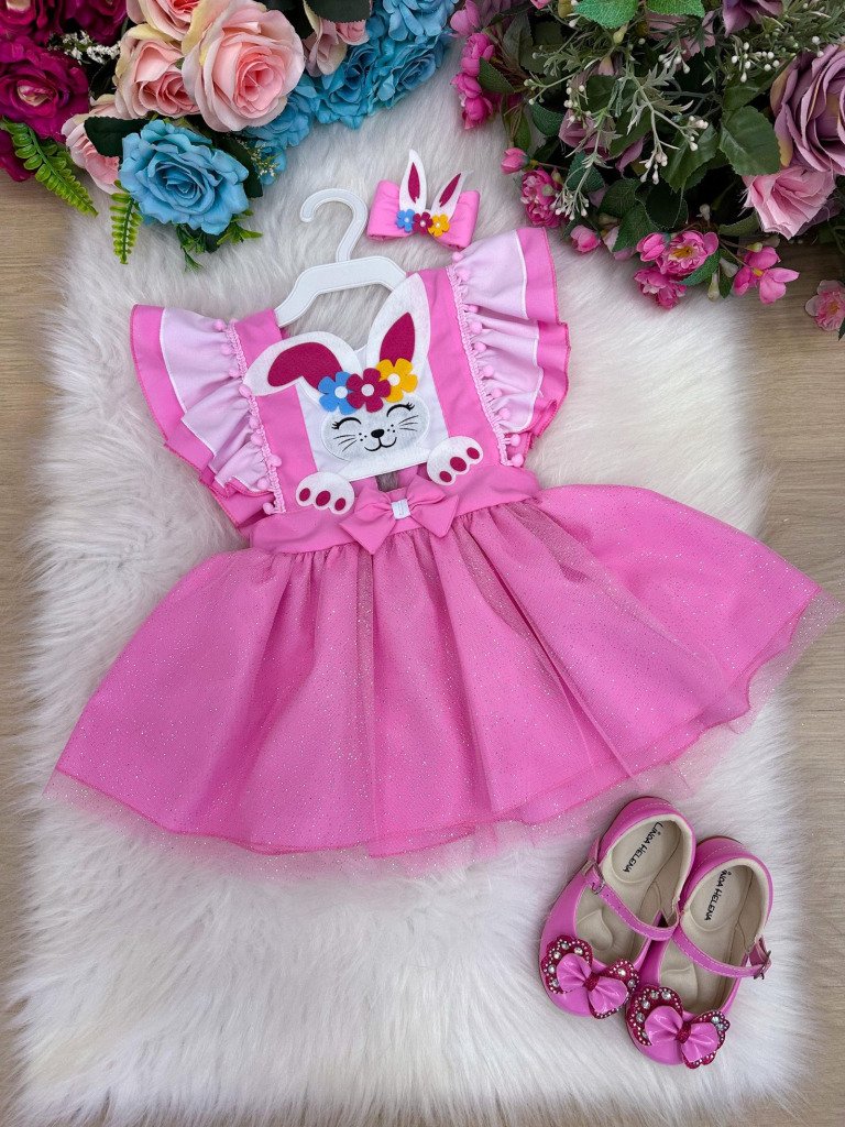 Romper/Vestido Princesa Belli Rosa Coelhinho