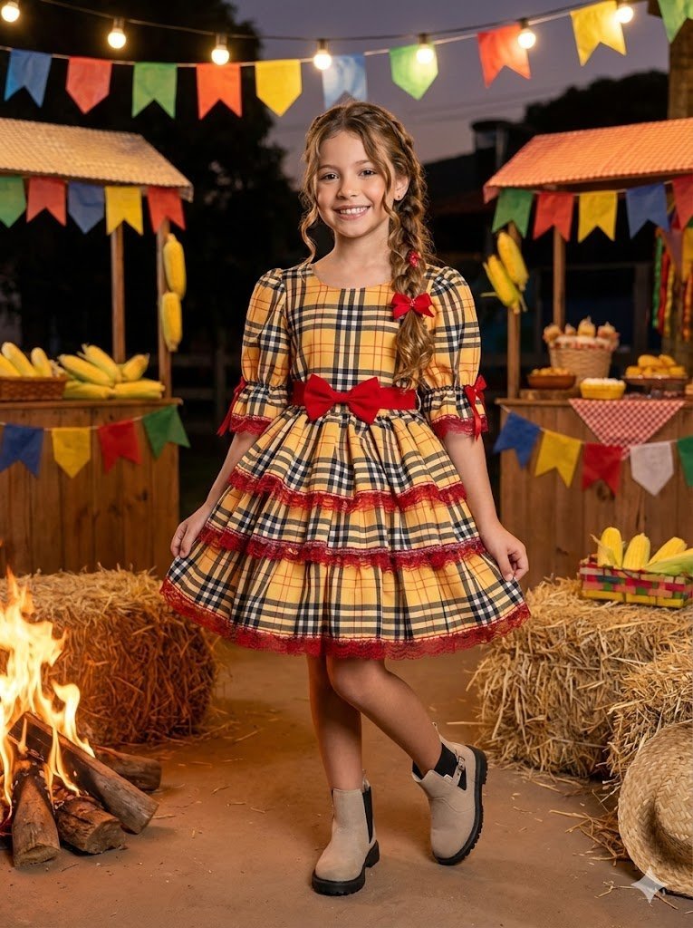 Vestido Junino Banana Club Encanto Caipira