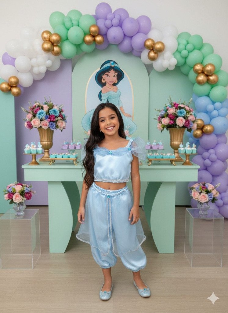 Fantasia Princesa Belli Princesa Jasmine Azul Bebe