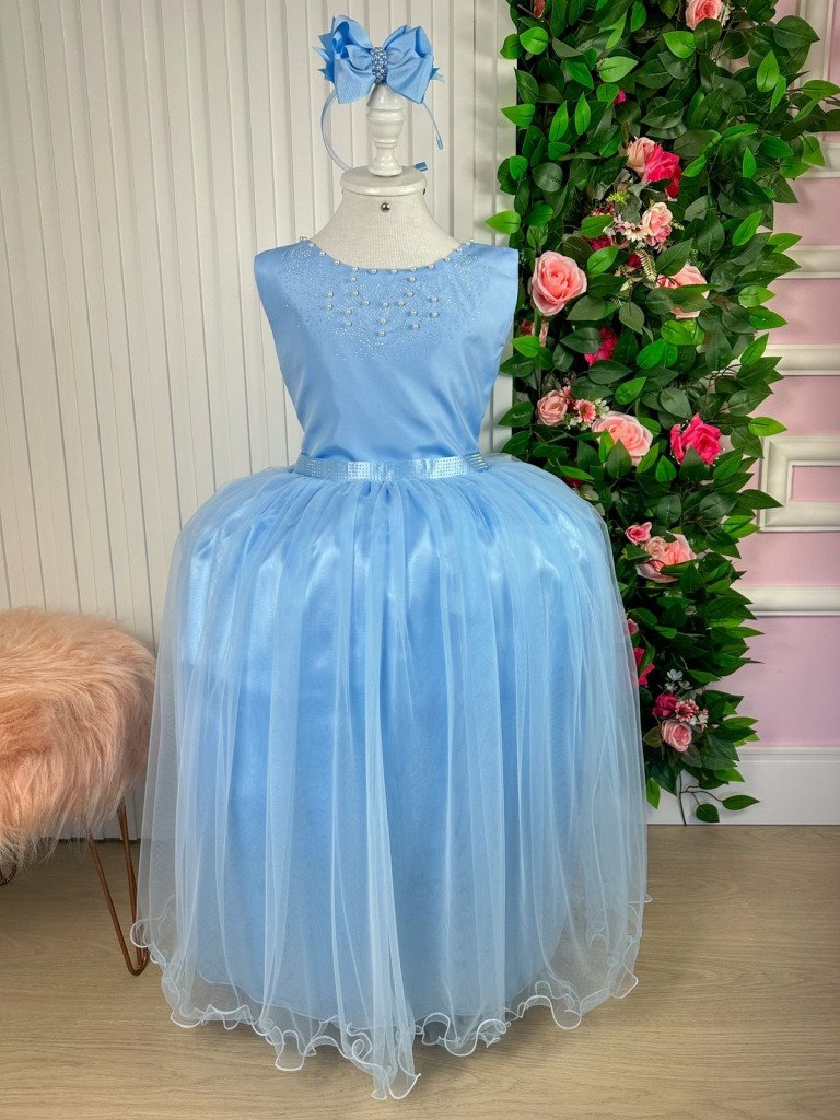 Vestido Enjoy Longo Regata Azul Bebe