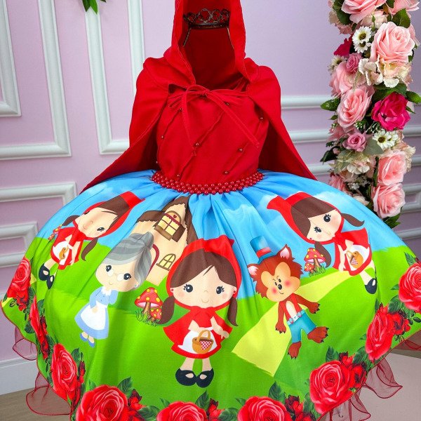 Vestido Infantil Temáticos da Gigi Chapeuzinho Vermelho