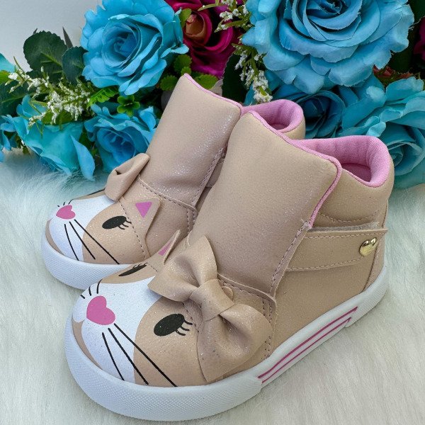 Tênis Bota Encanto de Criança Gatinha/Gata Rose-Nude Fashion