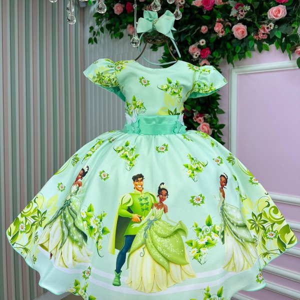 Vestido Temático Luxo Tiana A Princesa e o Sapo