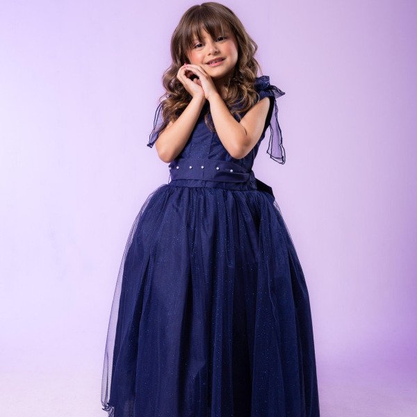 Vestido Marie Longo Mel Azul Petróleo