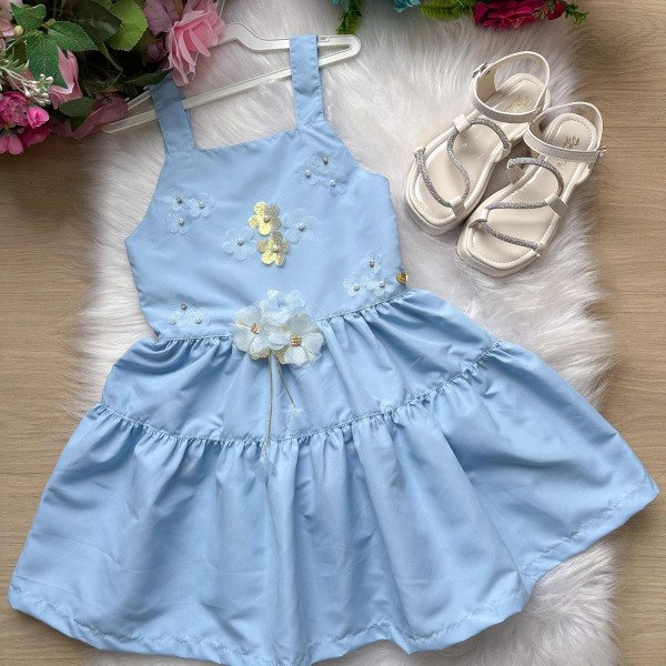 Vestido Blogueirinha Cecilia Azul Bebe