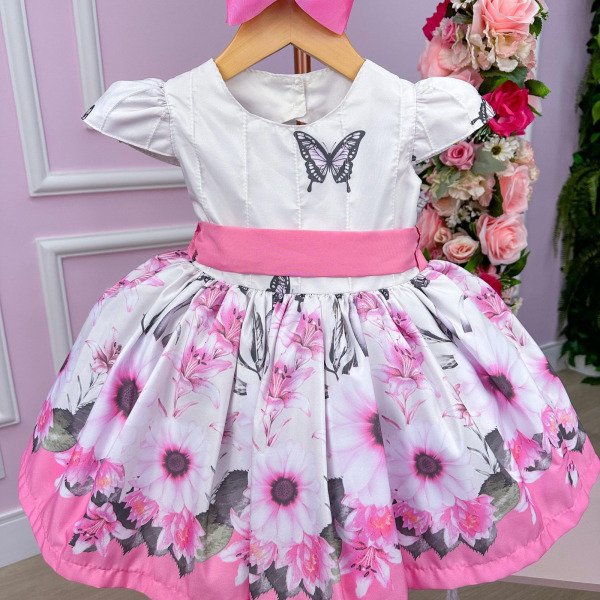 Vestido Marie Off Florido Rosa