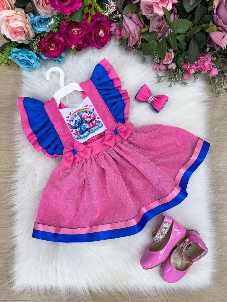 Romper/Vestido Princesa Belli Tematico Stitch e Angel