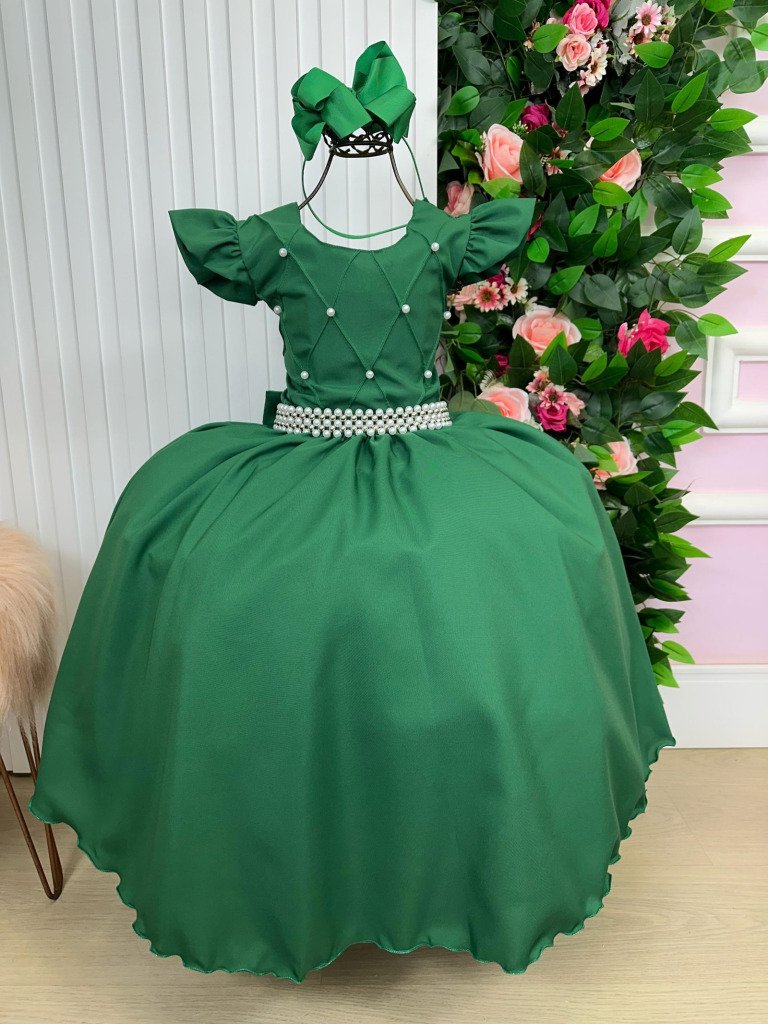Vestido Ysa Kids Ariane Longo Verde Esmeralda