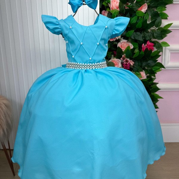 Vestido Ysa Kids Ariane Longo Azul Tifanny
