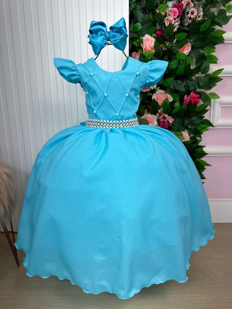 Vestido Ysa Kids Ariane Longo Azul Tifanny
