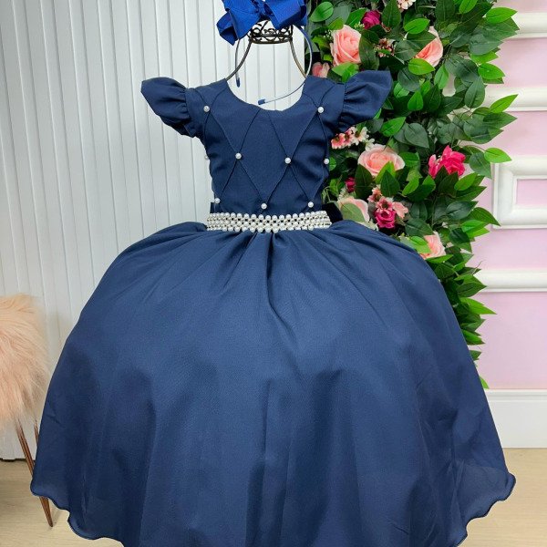 Vestido Ysa Kids Ariane Longo Azul Marinho