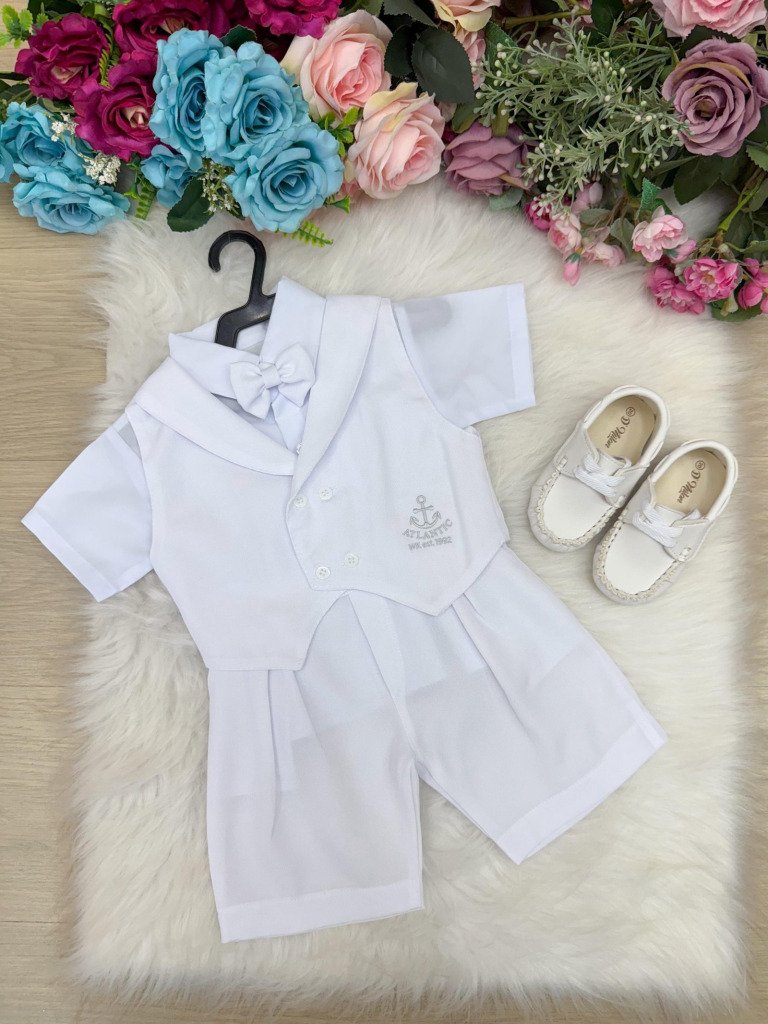 Conjunto Miss Cherry Meninos Bebe Gean Shorts Branco
