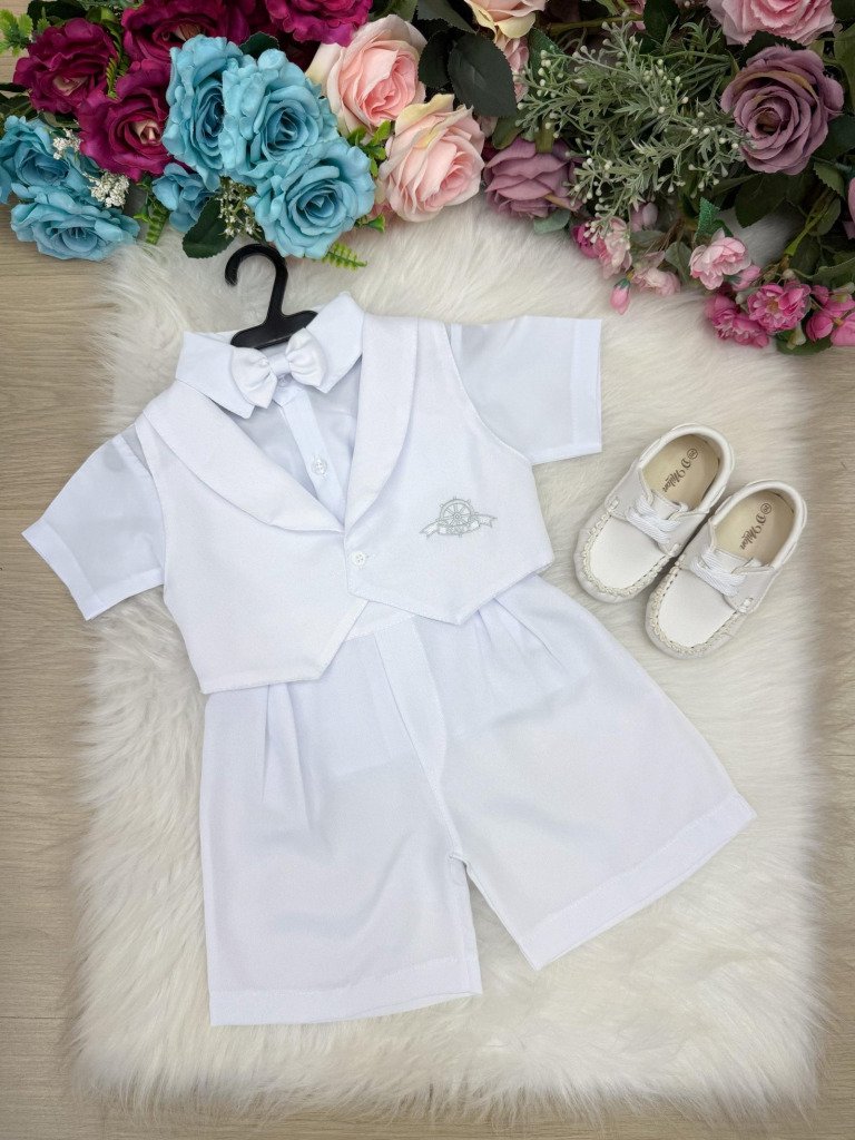 Conjunto Miss Cherry Meninos Bebe Felipe Shorts Branco