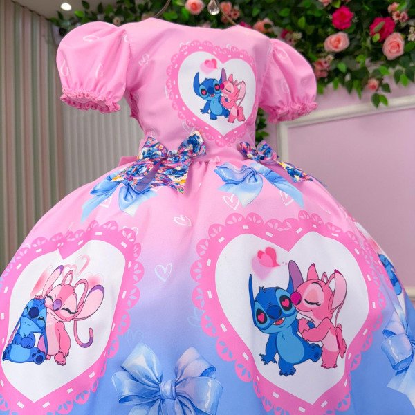 Vestido Tematico Luxo Stitch e Angel Modelo 4